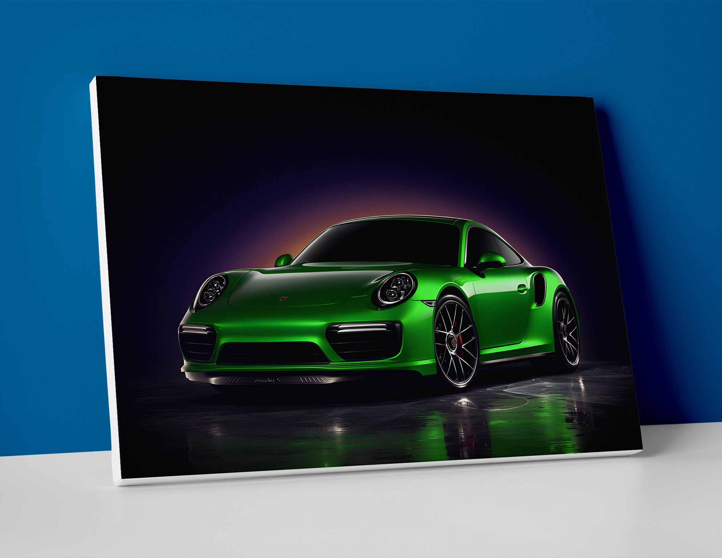 Green Porsche 911 Turbo S Poster canvas wall art print decor S